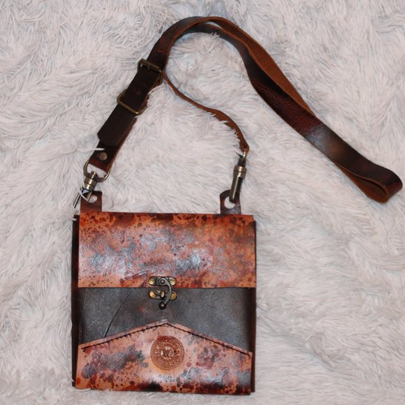 One Of A Kind Don Rawzi Crossbody Handmade Leather Purse - Made in Maryland, USA - Picture 1 of 8